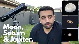 Saturn Through Telescope with Jupiter and Moon, Unboxing and Setup