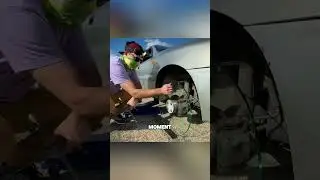 Was passiert wenn ein Auto mit Glasrädern fährt? 🤯 #shorts