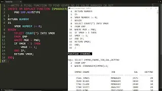 PLSQL user defined function to find given no is manager or not (UDF Demo-7)