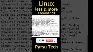 Less & More Commands in Linux@parsutech #linuxsystem #linux #linux_tutorial  #parsutech #less #more