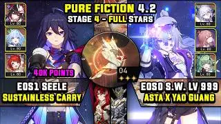 E0 Seele Carry & E0 Silver Wolf LV 999 Carry W/ Asta (3 Stars) Pure Fiction 4 Honkai Star Rail 4.2
