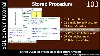 Stored Procedure | Part 4 - Procedure Taking Parameters | SSMS TSQL Tutorial 