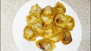 Жаренные пельмени. Қуырылған тұшпара.