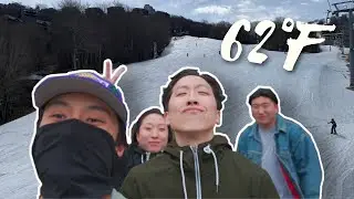 snowboarding in sixty degree weather