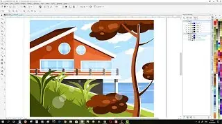 Corel Draw Drawing: Ocean Shore Villa