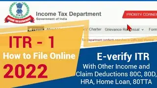 ITR-1 कैसे भरें। How to file ITR 1 2022 Online | Other Income & Claim 80C, 80D, HomeLoan, HRA, 80TTA