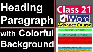 Heading and Paragraph with Colorful Background in MS Word - Class No 21