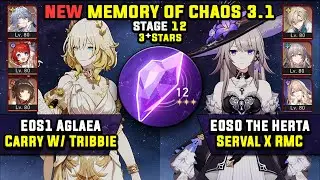 E0 Aglaea Carry W/ Tribbie & E0 The Herta Carry (3 Stars) Memory Of Chaos 12 Honkai Star Rail 3.1