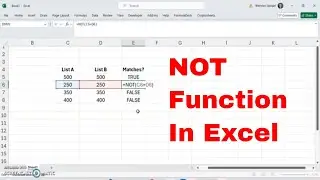 Using the NOT Function in Microsoft Excel! Use Logic When Something is Not True! 