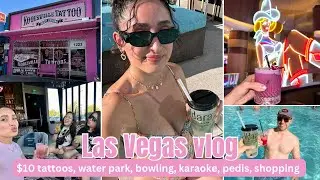 Las Vegas Vlog 2024:New tattoos, water park, bowling, shopping, karaoke, pedis, Fremont, family time