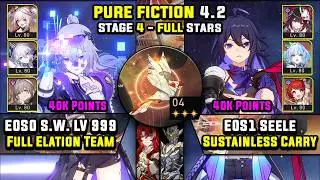 E0 Silver Wolf LV 999 Elation Team & E0 Seele Carry (3 Stars) Pure Fiction 4 Honkai Star Rail 4.2