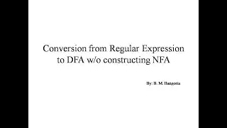 Regular Expression to DFA w/o constructing NFA