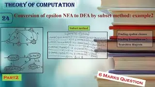 How to Convert Epsilon-NFA to DFA Using Subset Method | Example 2 | TOC | Lecture 24