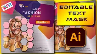 how to Mask editable text and complex shape in illustrator Adobe Illustrator