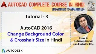 Autocad 2016 - Tutorial for Beginners : 3. How to change Background Color | Crosshair Size & Color