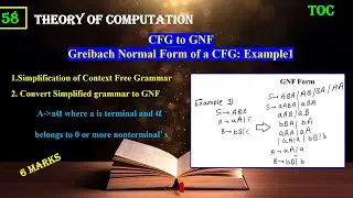 Greibach Normal Form of a Grammar : Example1 # Theory of Computation |TOC | Lect 58