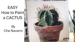 Easy How to Paint a Cactus in Acrylics