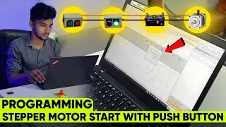 Mini PLC Program With Counter, Stepper motor, Buzzer, Green Indicator Start With Push button |