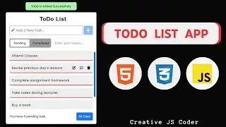 Build A ToDo App using HTML CSS and JavaScript Local Storage. Local Storage Project