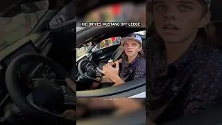 Kid drives mustang off a ledge