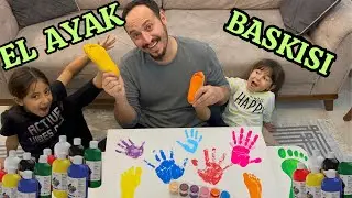 🎁PARMAK BOYASI İLE EL AYAK BASKISI YAPTIK 🎁 ECREN ÇOK GIDIKLANDI 🤭