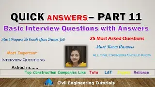 Top Quick Interview Questions | MCQ PART 11 | Civil Engineering | Construction Companies Interview