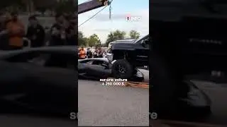 A pickup truck runs over a $250,000 Lamborghini