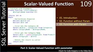 Scalar Valued Functions | Part 3 -  With Parameters | SSMS TSQL Tutorial 