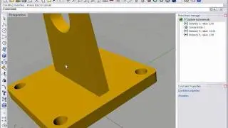 Editing a mounting bracket in 3D parametrically with RhinoDirect 0.1