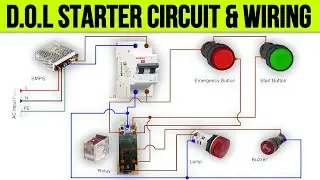 DOL STARTER POWER WIRING AND CIRCUIT DIAGRAM IN HINDI. WITH USING RELAY N.O AND N.C TERMINAL.