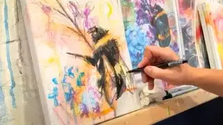 🔴LIVE! Bumblebee Painting Part 1: Drawing Time 🐝- markers, charcoal, crayons OH MY!