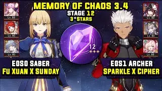 E0 Saber Carry & E0 Archer Carry W/ Sparkle (3 Stars) Memory Of Chaos 12 Honkai Star Rail 3.4