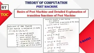 Definition and transition functions of Post Machine: Post Machine #Example 1| TOC | Lect 67