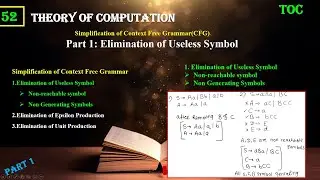 Elimination of Useless Symbol Non reachable symbol Non Generating Symbols: Part 1 |TOC | Lect 52