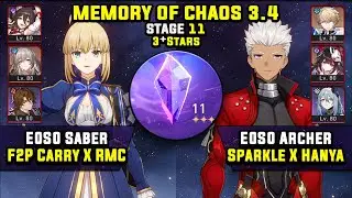 E0 Saber F2P Carry & E0 Archer Carry W/ Hanya (3 Stars) Memory Of Chaos 11 Honkai Star Rail 3.4