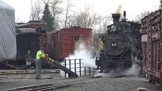 DRGW  #346 and #491 with Rio Grande Southern #20 in the rain