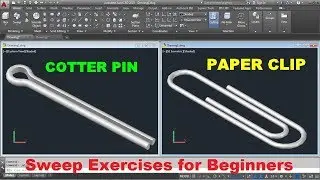 AutoCAD 3D Practice Drawing for Sweep Command | AutoCAD 3D Modeling Paper Clip & Cotter Pin Tutorial