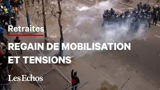 Retraites : la 9e journée de mobilisation refait le plein, mais les tensions augmentent