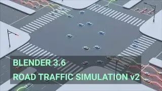 Blender 3.6 | Geometry Node | Simulation Node | Road Traffic System Simulation v2