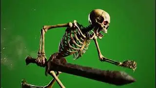 Intense Skeleton Running Green Screen Overlay for Horror Films & Games