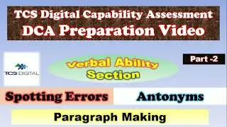 Verbal ability for TCS digital l Part -2 l TCS DCA 2021 l IT India l