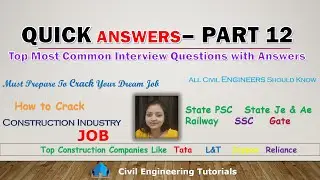 Top Quick Interview Questions | MCQ PART 12 | Civil Engineering | Construction Companies Interview