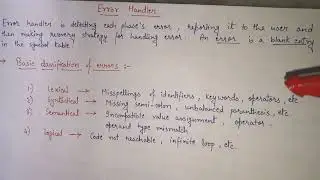 6. Error handler in Compiler design | error handling in all phases of compiler