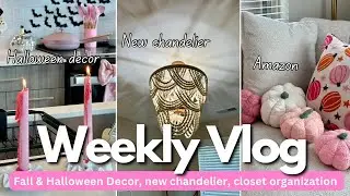 WEEKLY VLOG: At Home fall haul, organizing my beauty room & closet, new chandelier, at home workout
