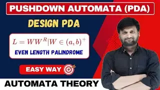 PDA for even length Palindrome |L = ww^r | Pushdown Automata | TOC | TAFL | FLAT