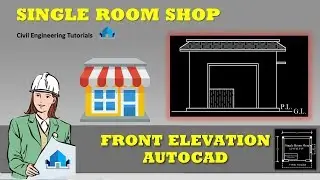 2. SINGLE ROOM SHOP Drawing - FRONT ELEVATION in AutoCAD | Building #4