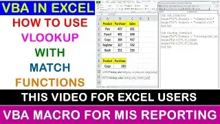 VBA Vlookup with Match, How to use vlookup with match in vba, VBA Macro Vlookup with match functions