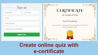 Online quiz with e-certificate project in PHP || PHP project with source code
