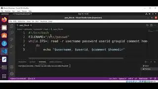 Bash script to read file /etc/passwd line by line