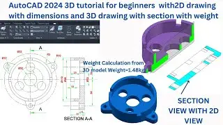 AutoCAD 2024 3D Mechanical Drawing Tutorial | AutoCAD 3D practice drawing